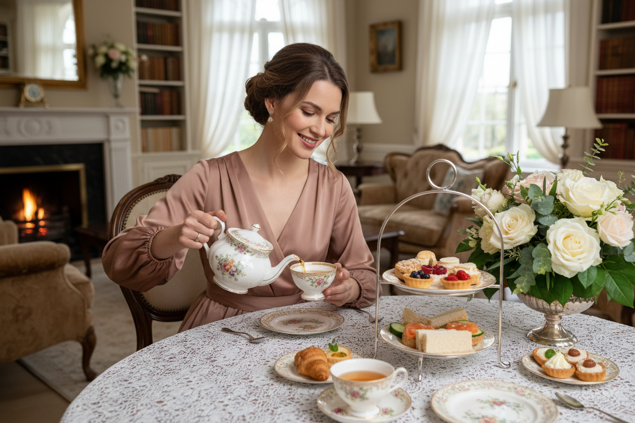 woman hosting a tea party
